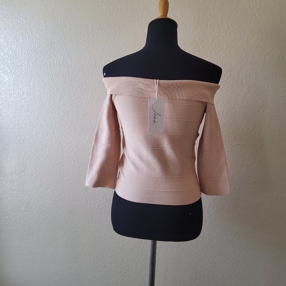 Jenn. Ribbed Off Shoulder Pullover Sweater Top Size S Cream - Picture 9 of 12